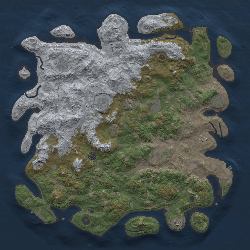 Rust Map: Procedural Map, Size: 4500, Seed: 2837904, 18 Monuments
