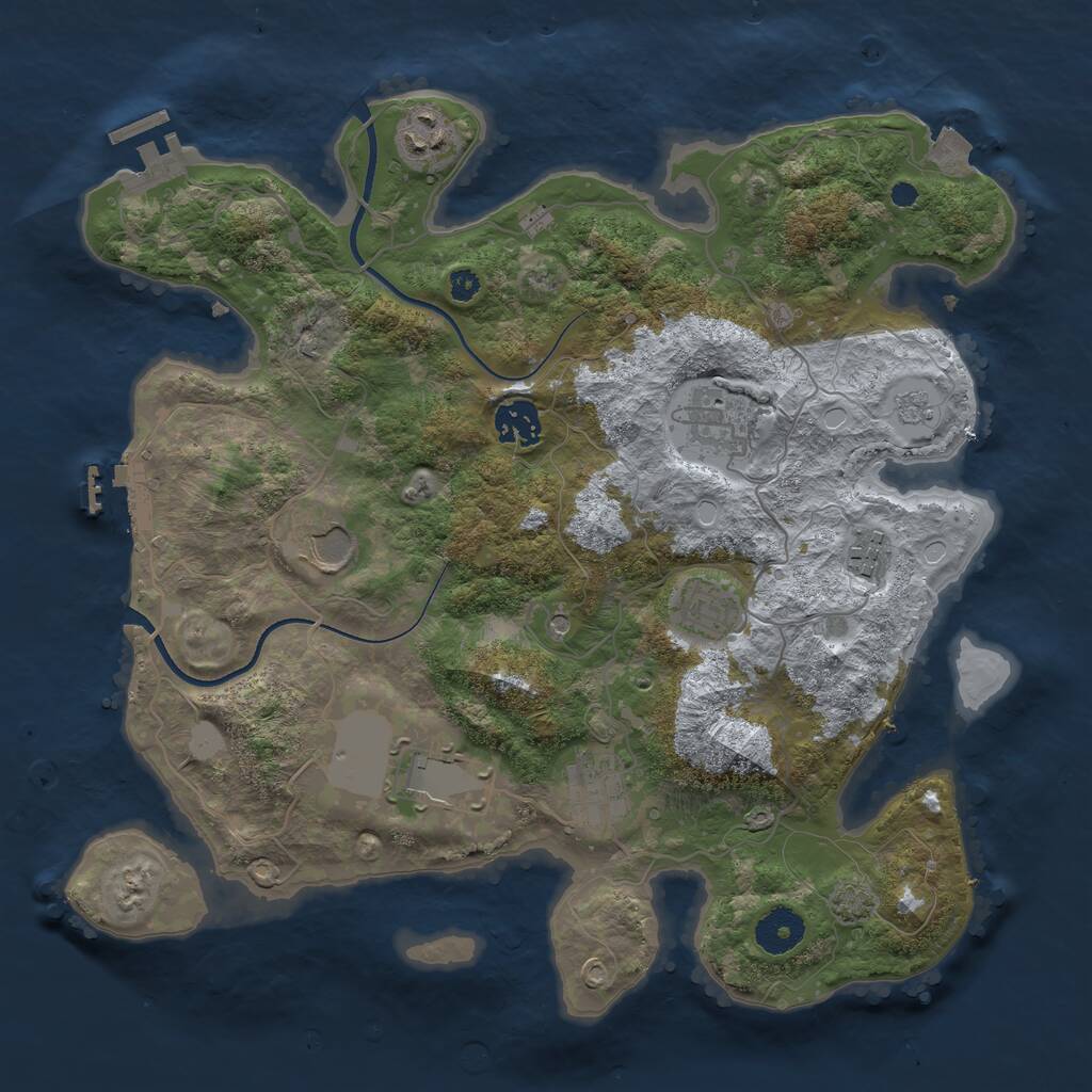 Rust Map: Procedural Map, Size: 3500, Seed: 18033, 14 Monuments