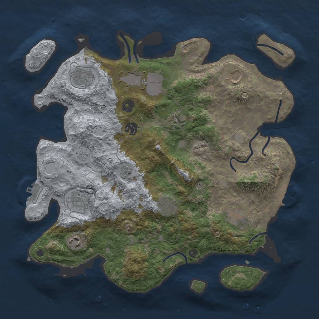 Rust Map: Procedural Map, Size: 3700, Seed: 1022397951, 19 Monuments