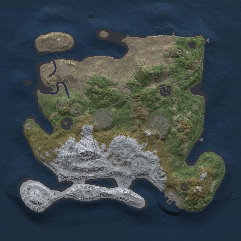 Rust Map: Procedural Map, Size: 3000, Seed: 22787, 12 Monuments