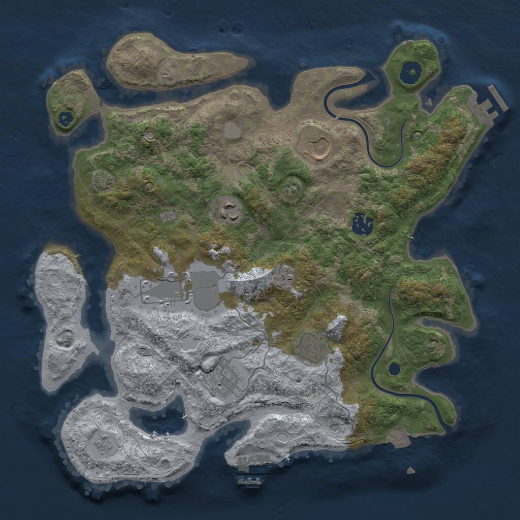 Rust Map: Procedural Map, Size: 3500, Seed: 917321, 13 Monuments