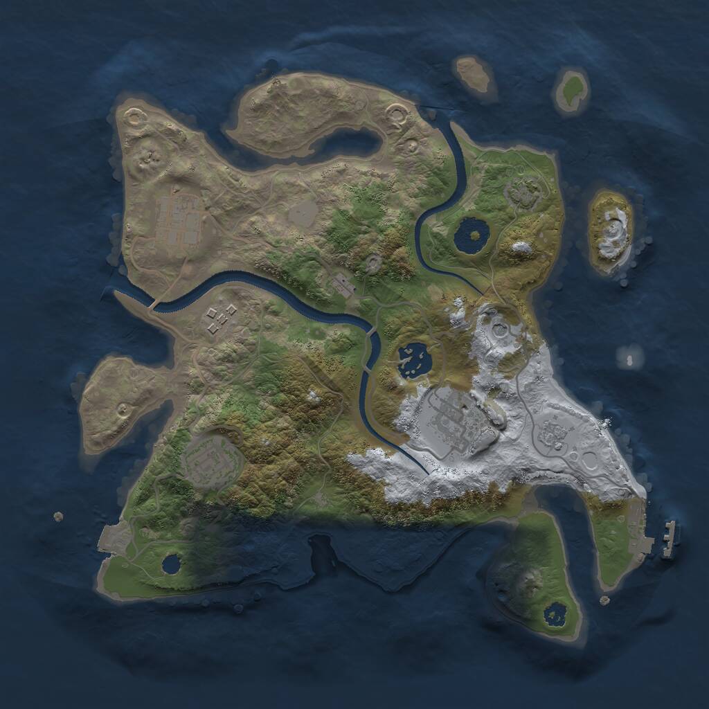 Rust Map: Procedural Map, Size: 3000, Seed: 9527, 10 Monuments