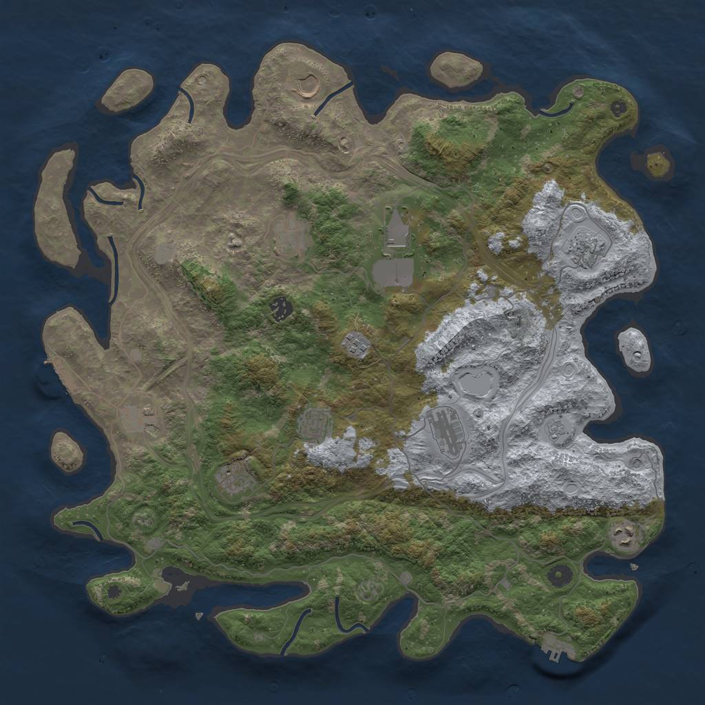 Rust Map: Procedural Map, Size: 4500, Seed: 1947307319, 18 Monuments