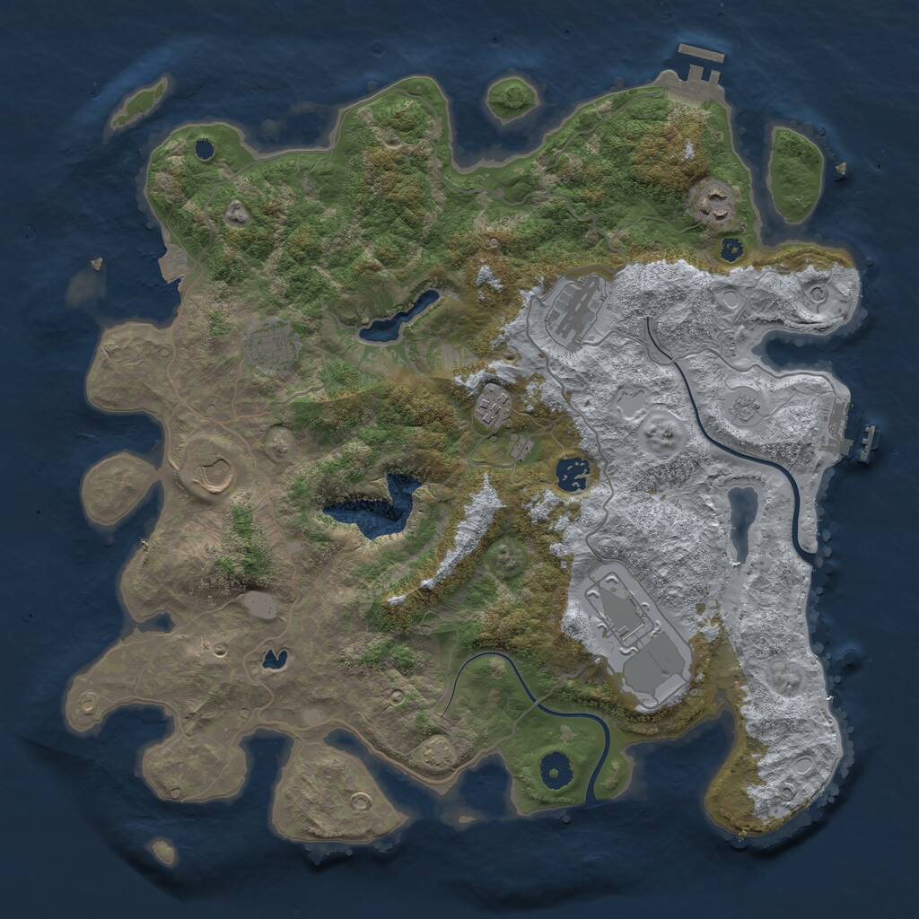 Rust Map: Procedural Map, Size: 4000, Seed: 438351426, 13 Monuments