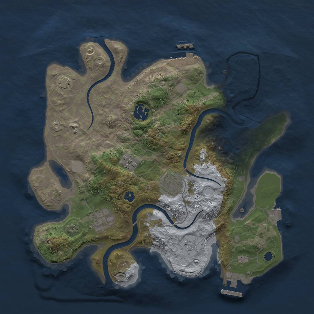 Rust Map: Procedural Map, Size: 3000, Seed: 75252, 9 Monuments