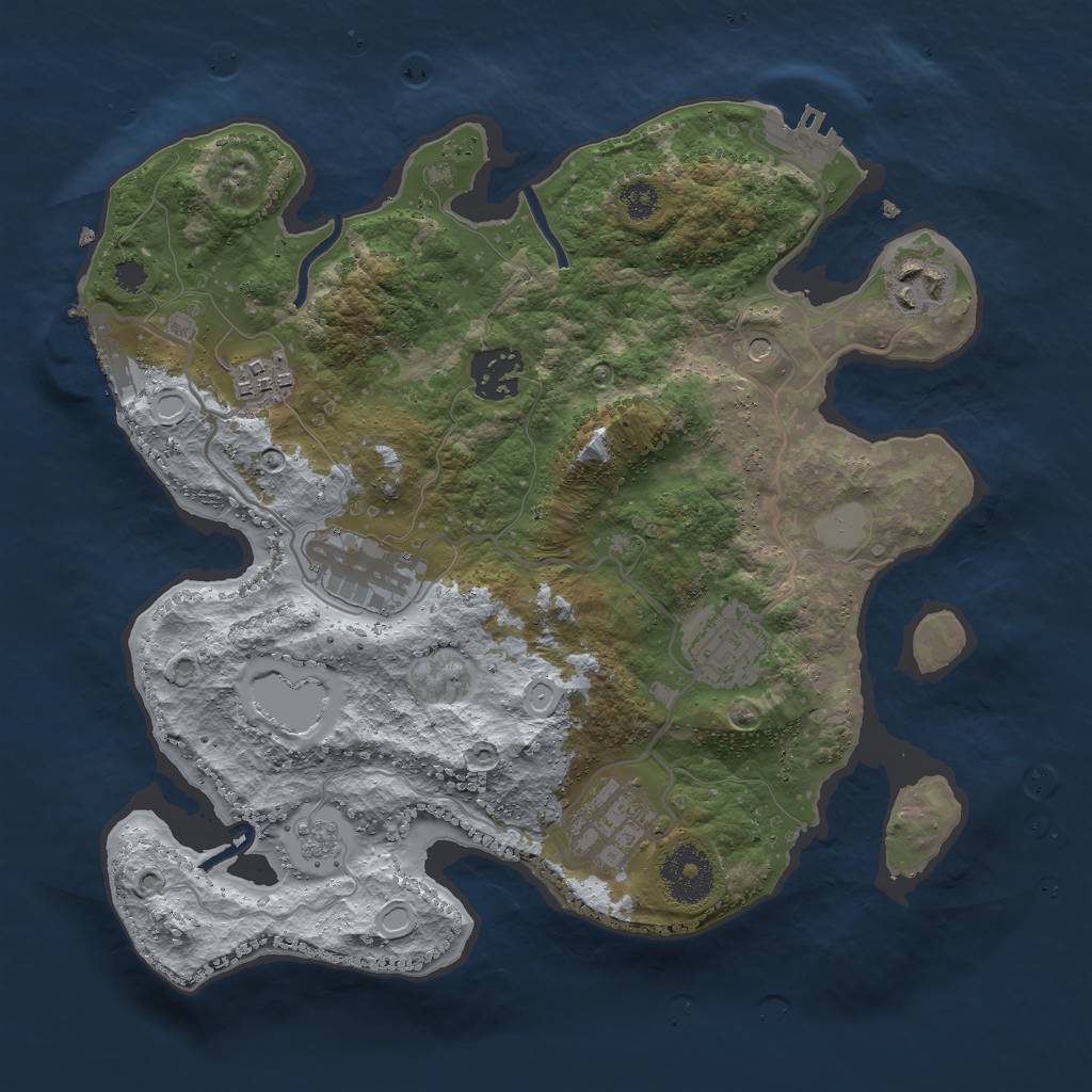 Rust Map: Procedural Map, Size: 3000, Seed: 29553, 15 Monuments