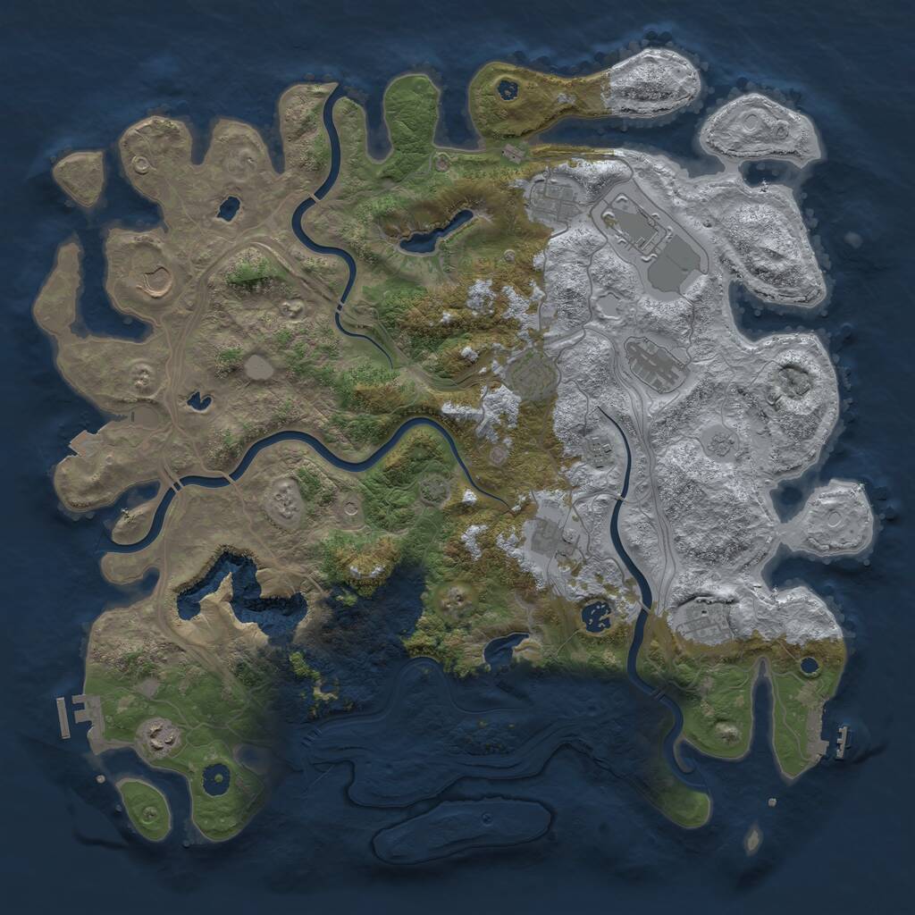 Rust Map: Procedural Map, Size: 4500, Seed: 5621843, 16 Monuments