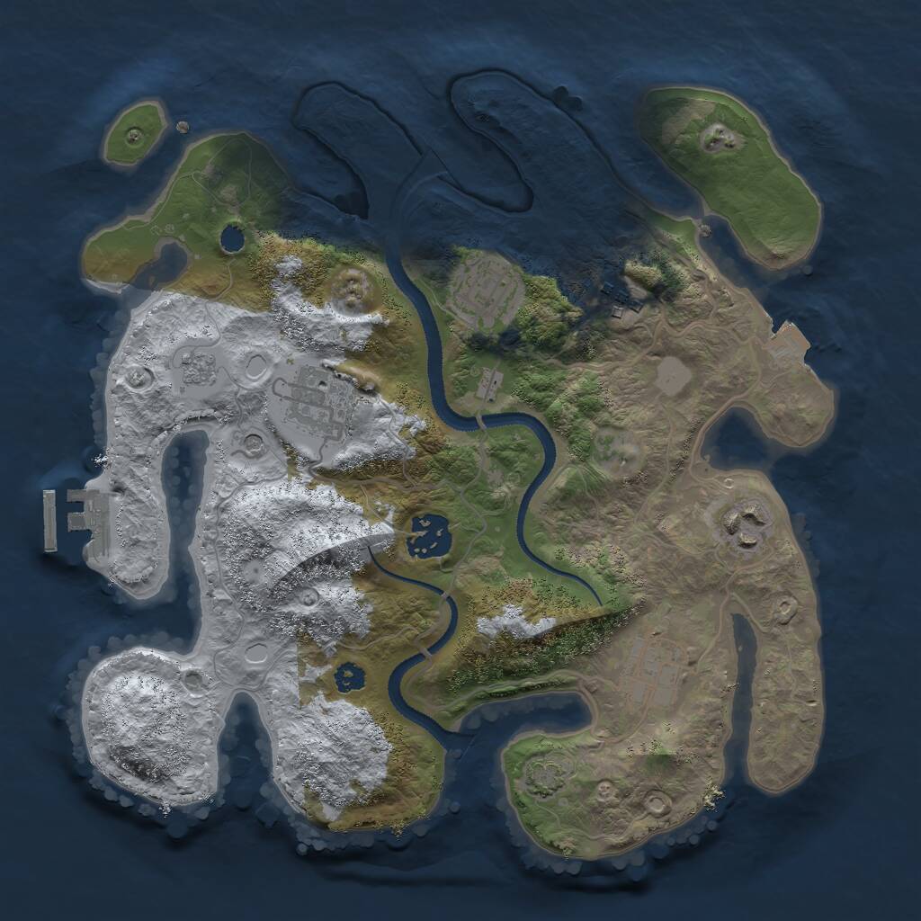 Rust Map: Procedural Map, Size: 3000, Seed: 977085559, 11 Monuments
