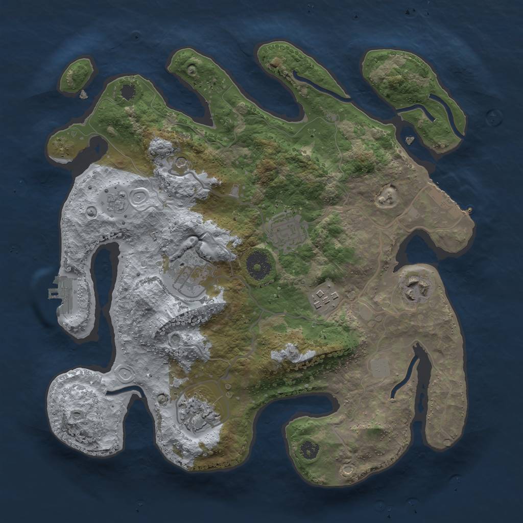 Rust Map: Procedural Map, Size: 3000, Seed: 977085559, 14 Monuments