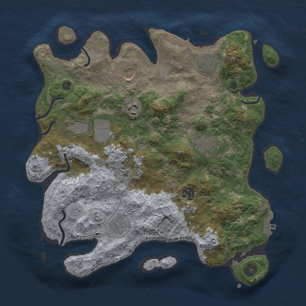 Rust Map: Procedural Map, Size: 3500, Seed: 1795130112, 17 Monuments