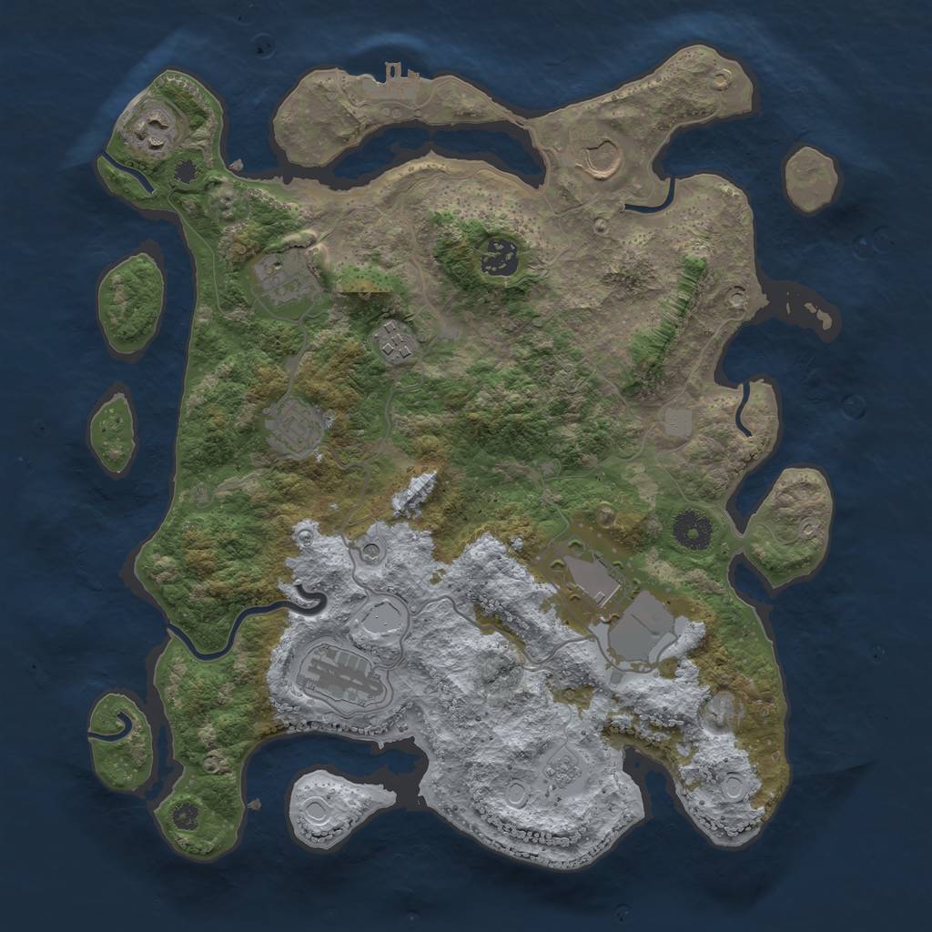 Rust Map: Procedural Map, Size: 3600, Seed: 1232, 16 Monuments