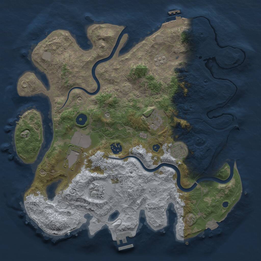 Rust Map: Procedural Map, Size: 3500, Seed: 48246546, 12 Monuments