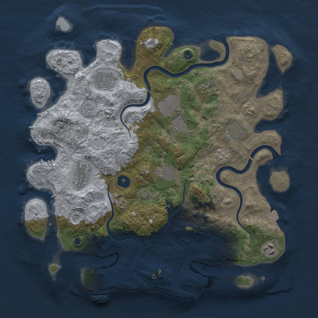 Rust Map: Procedural Map, Size: 3750, Seed: 713364004, 13 Monuments