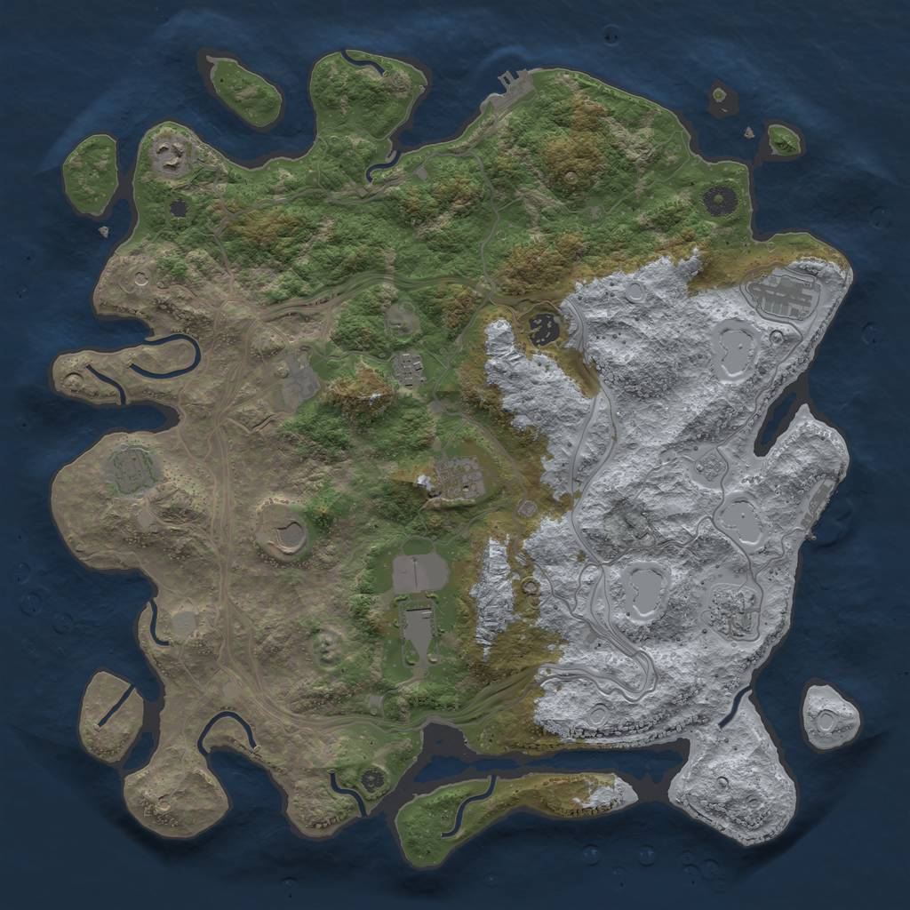 Rust Map: Procedural Map, Size: 4250, Seed: 1463155417, 19 Monuments