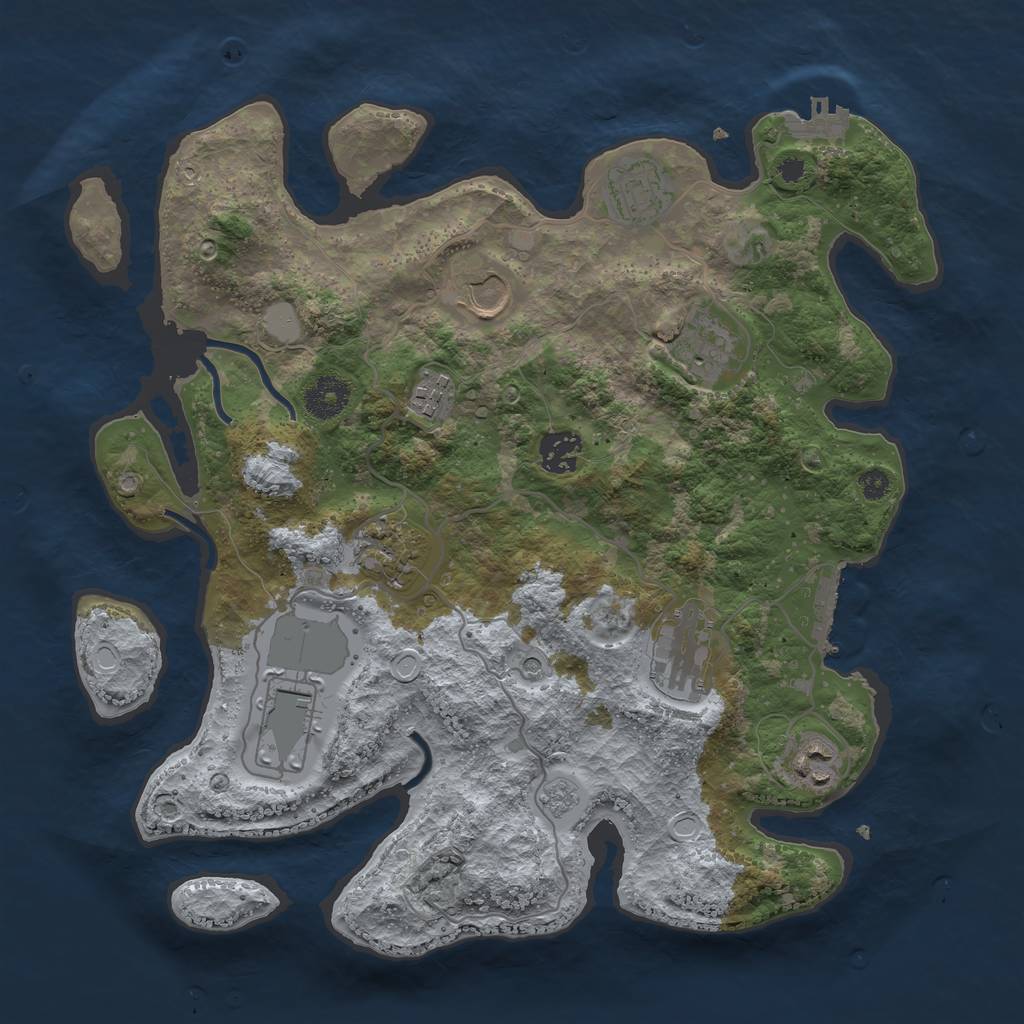 Rust Map: Procedural Map, Size: 3500, Seed: 6324167, 18 Monuments
