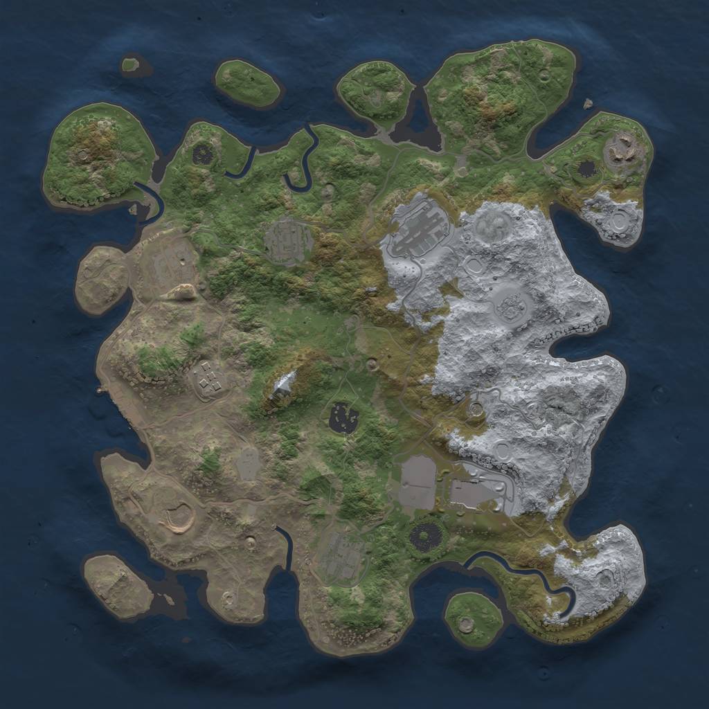 Rust Map: Procedural Map, Size: 3500, Seed: 995220, 17 Monuments