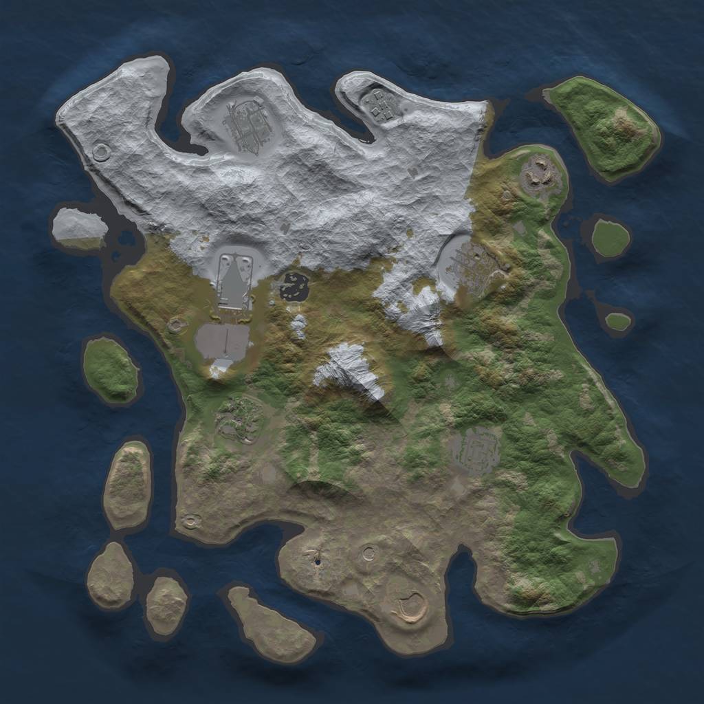 Rust Map: Barren, Size: 3500, Seed: 521872125, 12 Monuments