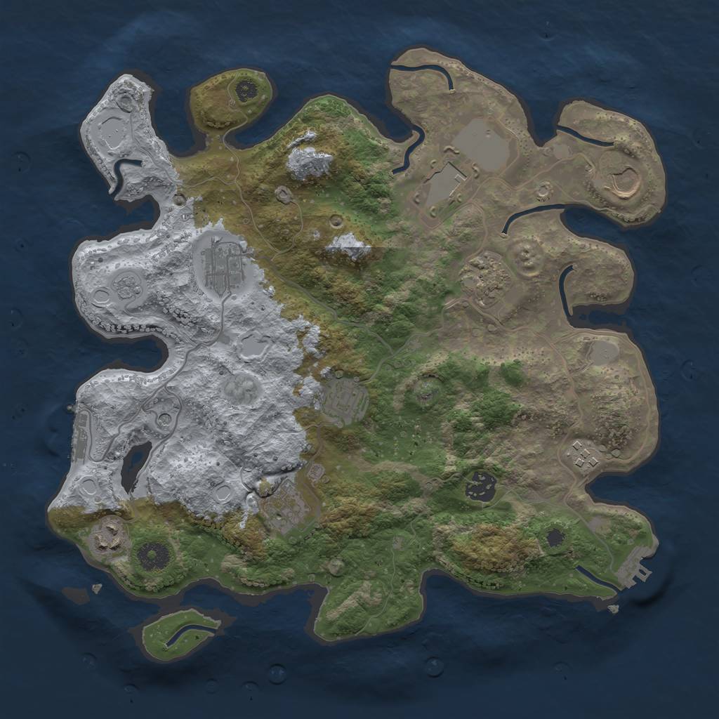 Rust Map: Procedural Map, Size: 3500, Seed: 876241549, 18 Monuments