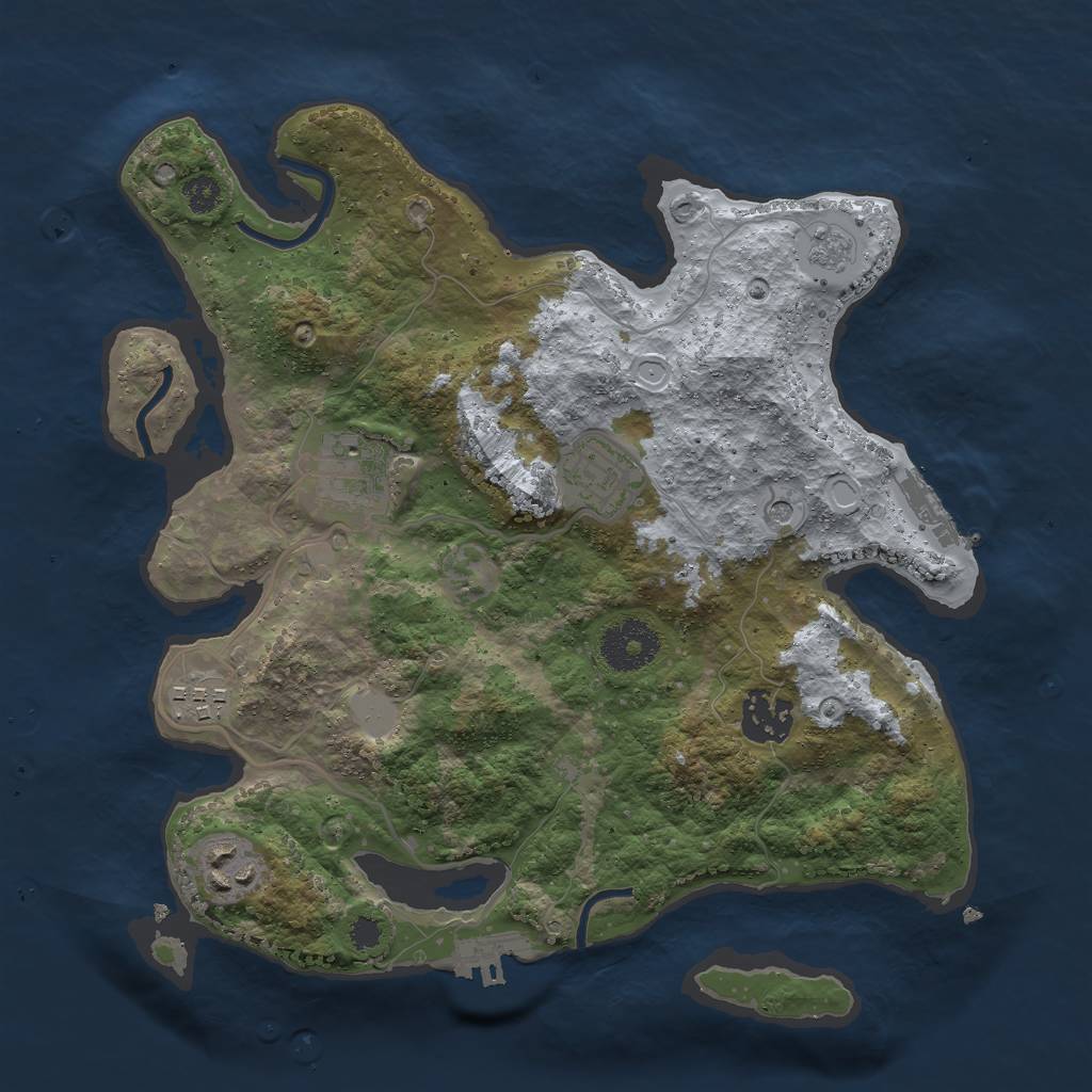 Rust Map: Procedural Map, Size: 3000, Seed: 1850322449, 14 Monuments
