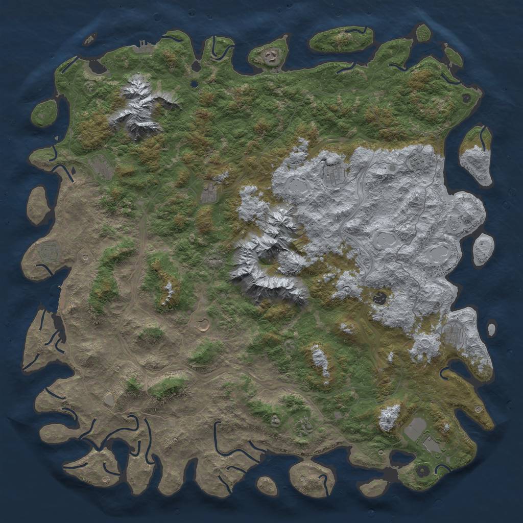 Rust Map: Procedural Map, Size: 6000, Seed: 232323, 20 Monuments