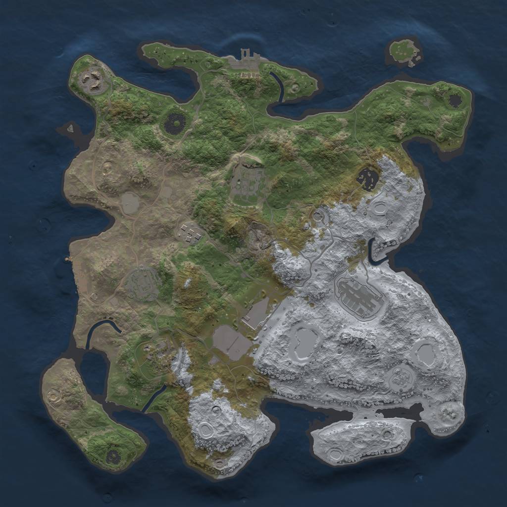 Rust Map: Procedural Map, Size: 3500, Seed: 116492942, 17 Monuments