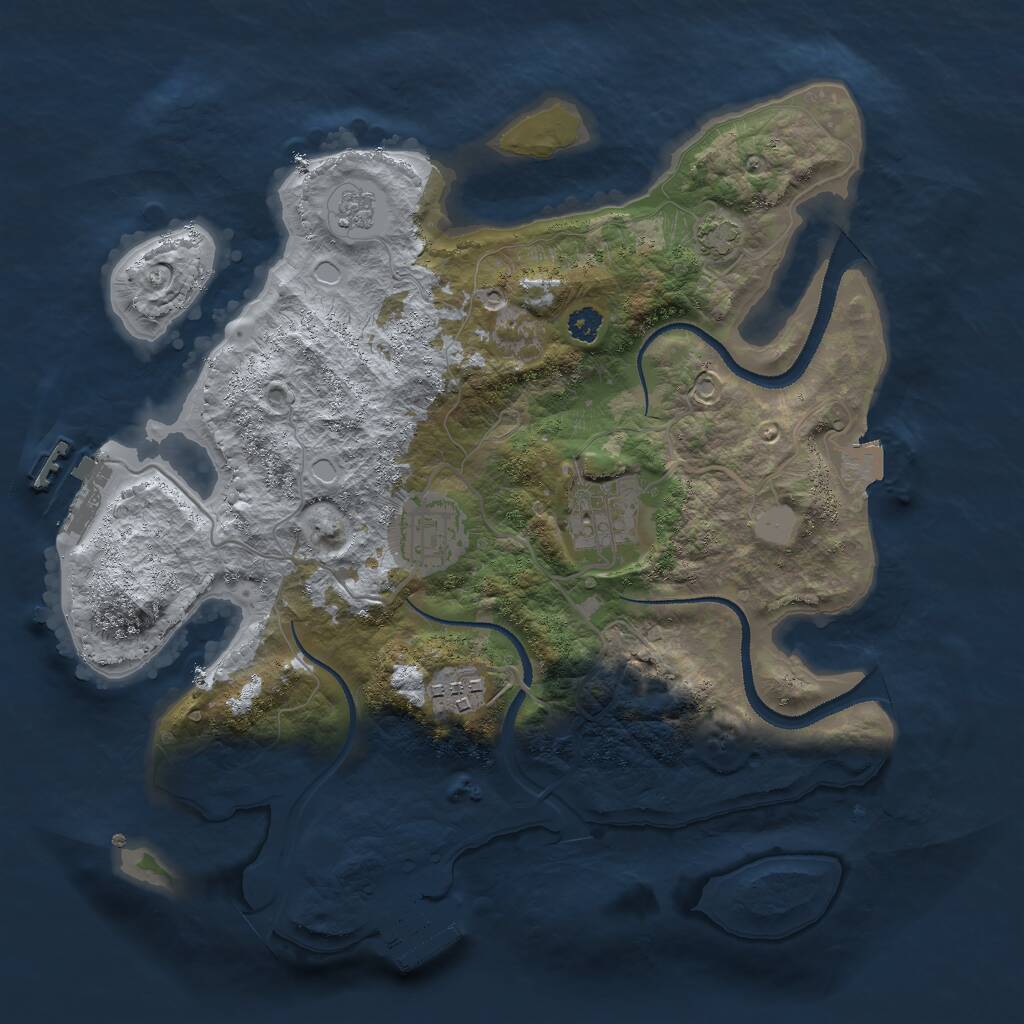 Rust Map: Procedural Map, Size: 3000, Seed: 12488, 8 Monuments