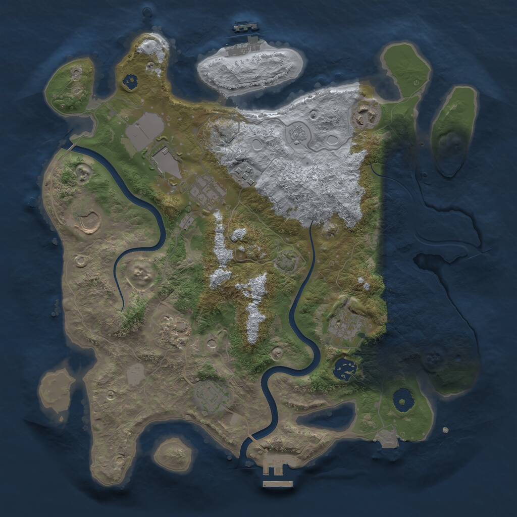 Rust Map: Procedural Map, Size: 3500, Seed: 1324224204, 15 Monuments