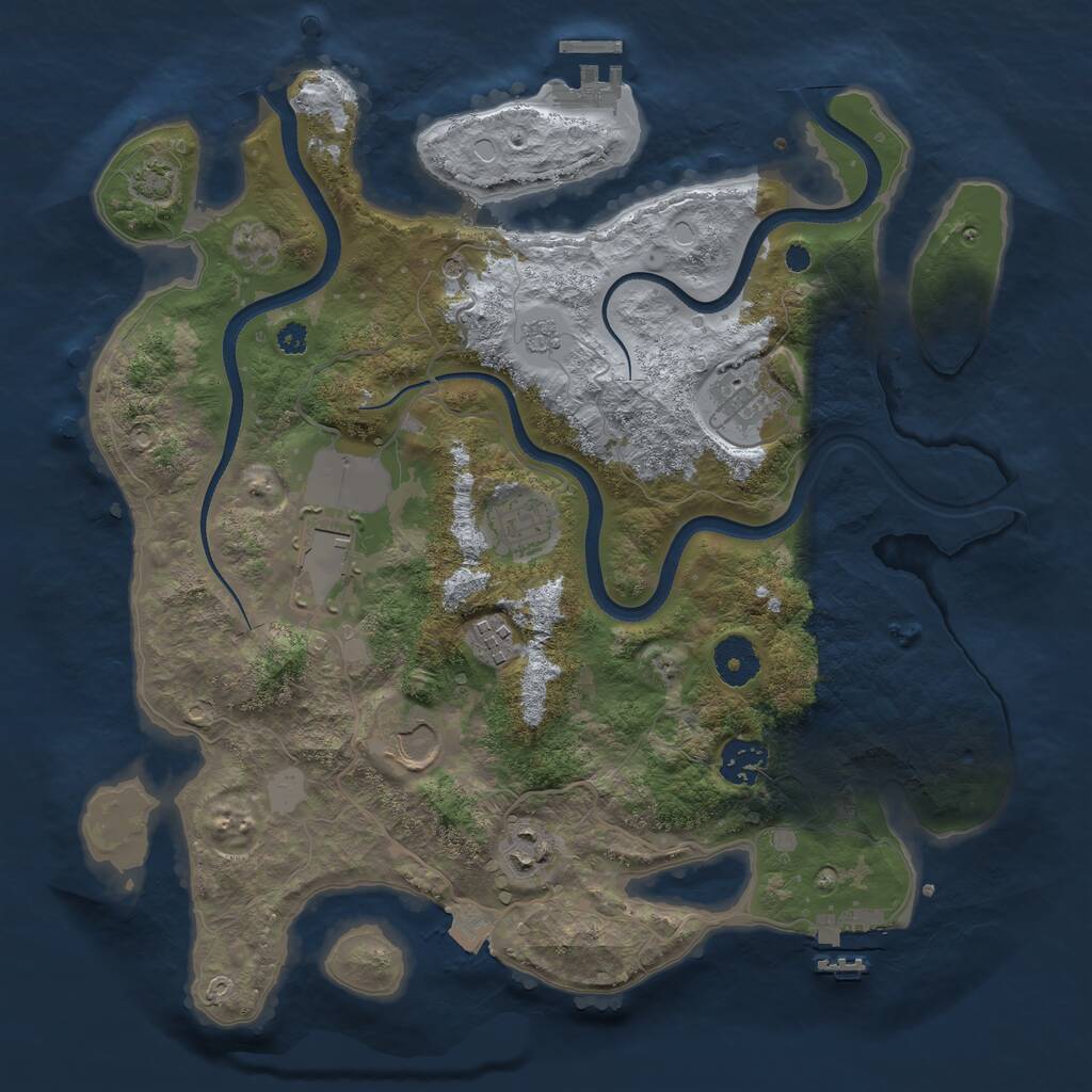 Rust Map: Procedural Map, Size: 3500, Seed: 1324224204, 13 Monuments