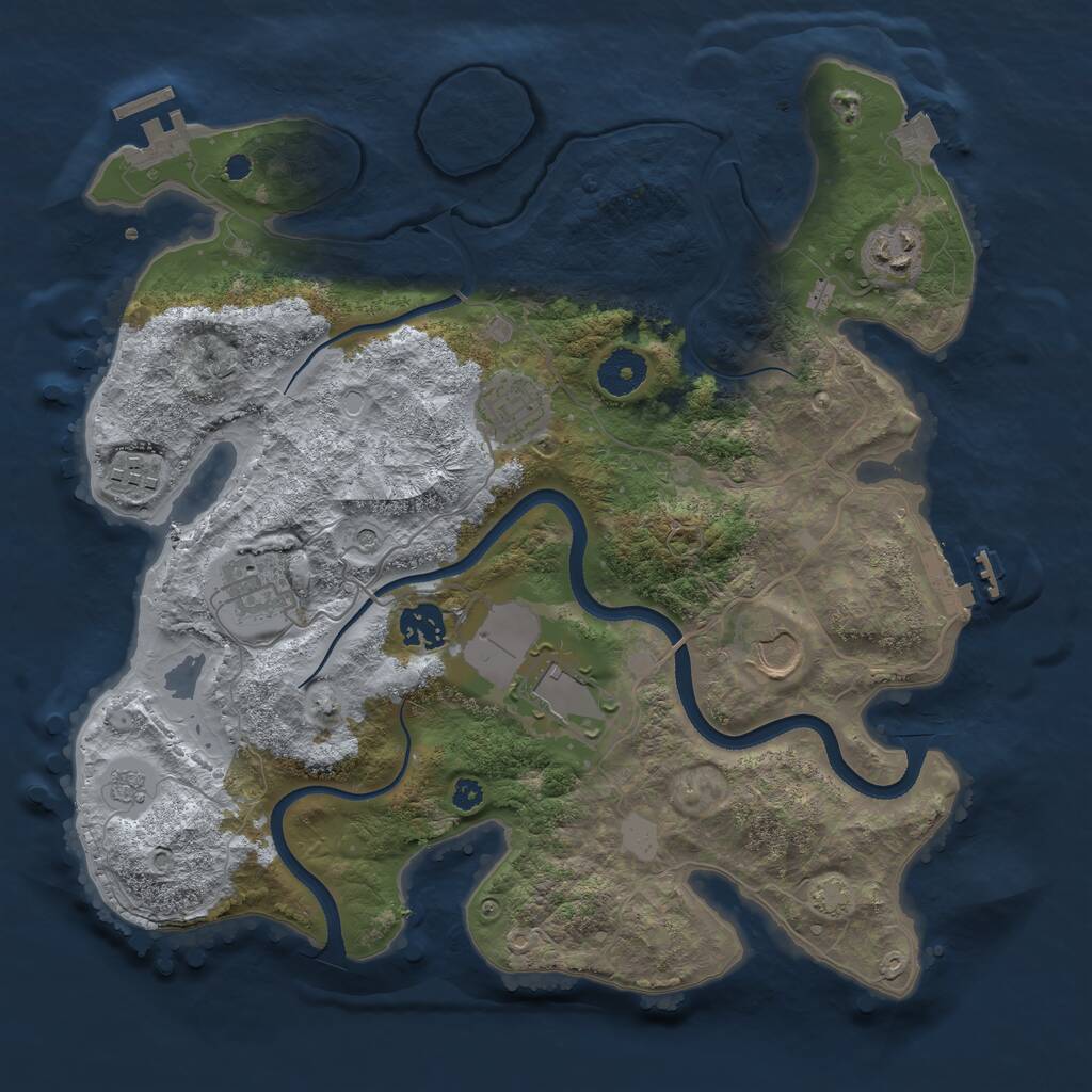 Rust Map: Procedural Map, Size: 3500, Seed: 1984262638, 13 Monuments