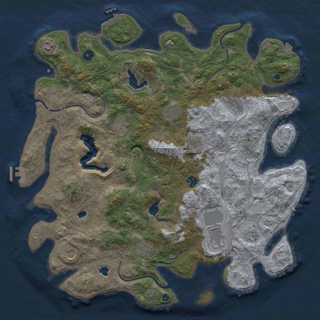 Rust Map: Procedural Map, Size: 4500, Seed: 1396784104, 17 Monuments