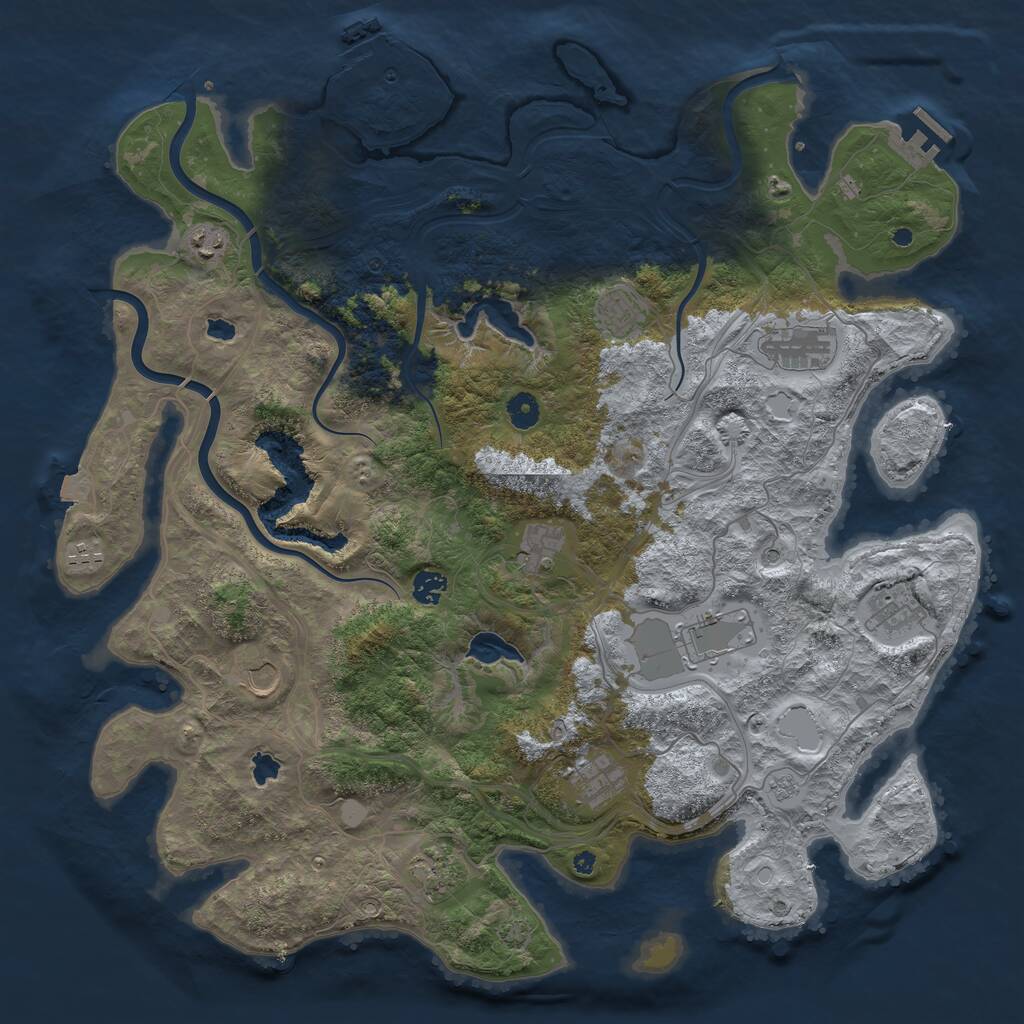 Rust Map: Procedural Map, Size: 4500, Seed: 1396784104, 17 Monuments