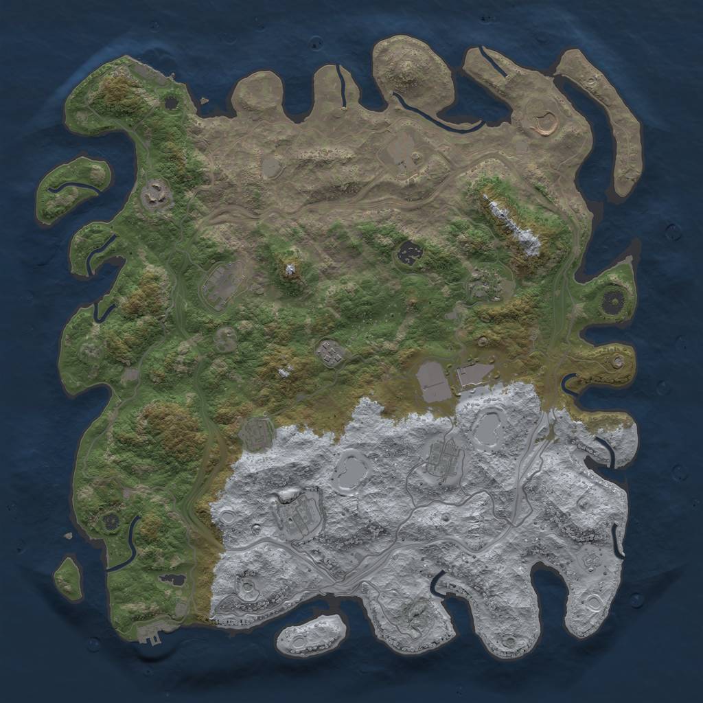 Rust Map: Procedural Map, Size: 4500, Seed: 1208971650, 20 Monuments