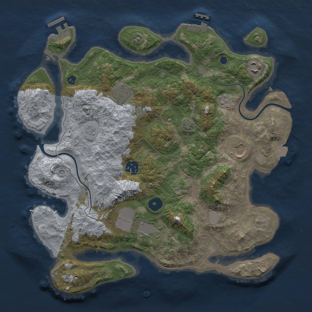 Rust Map: Procedural Map, Size: 3500, Seed: 2140994525, 12 Monuments
