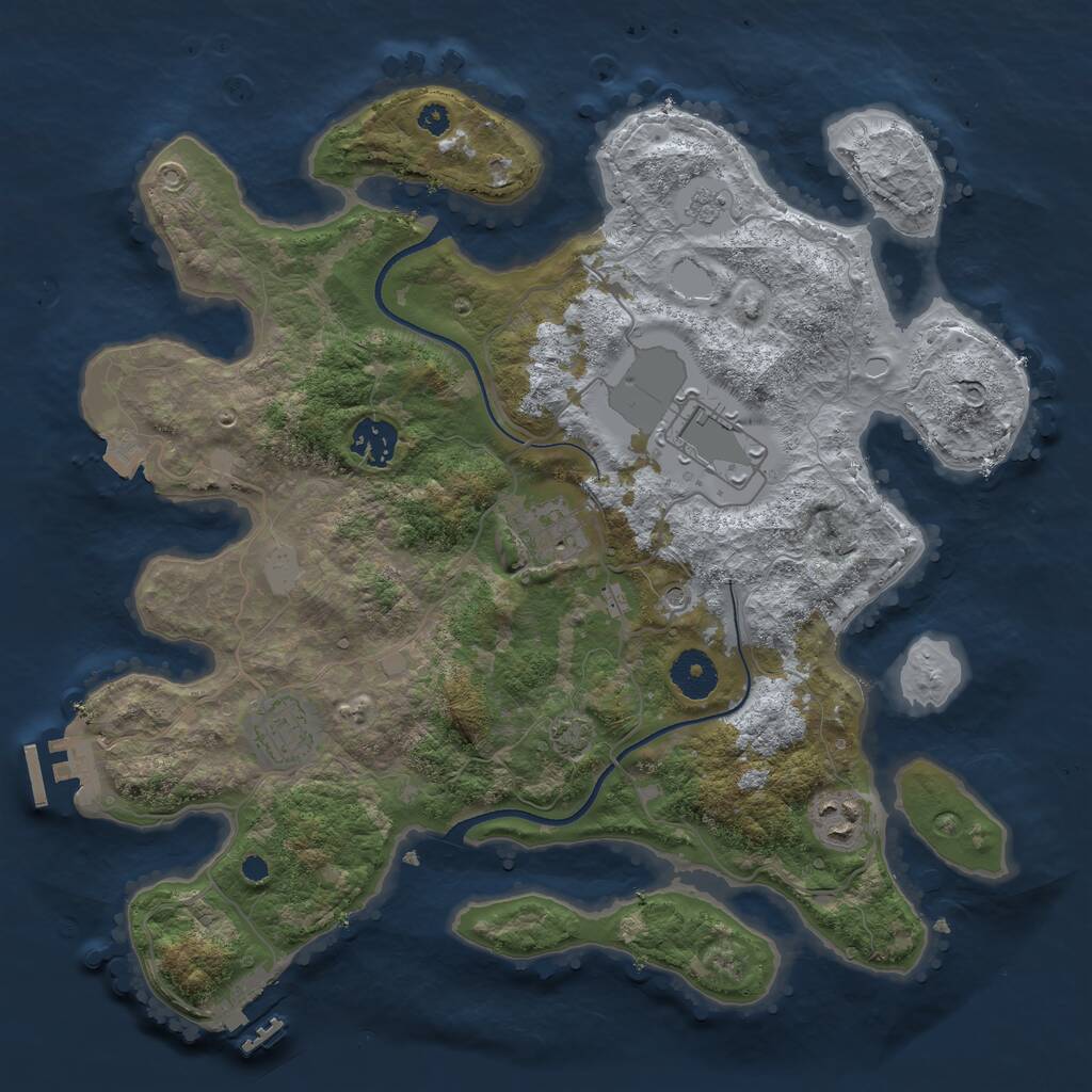 Rust Map: Procedural Map, Size: 3500, Seed: 413835721, 11 Monuments