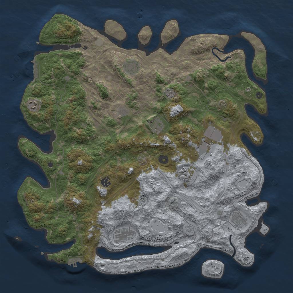 Rust Map: Procedural Map, Size: 4500, Seed: 5235697, 19 Monuments