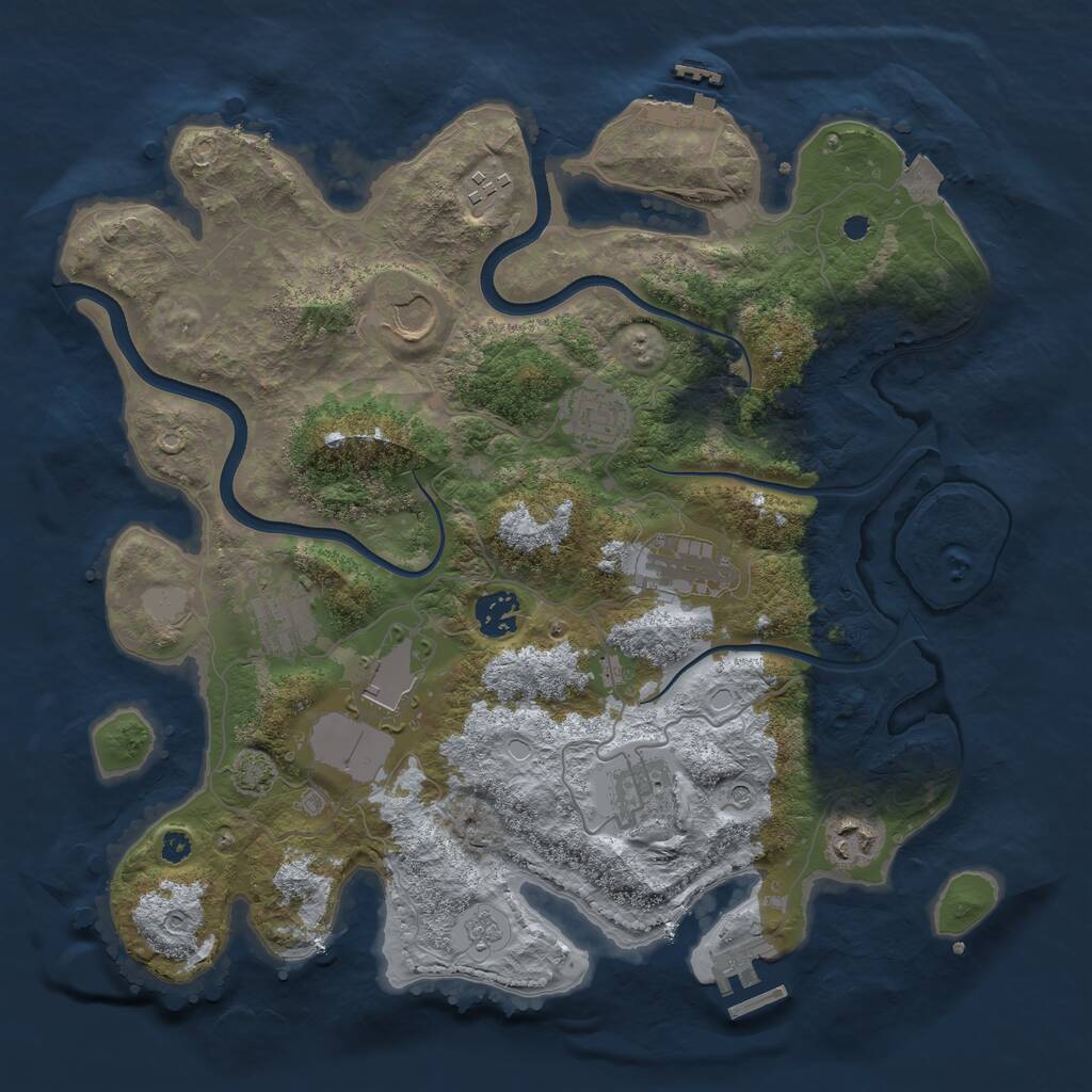 Rust Map: Procedural Map, Size: 3600, Seed: 3666, 15 Monuments