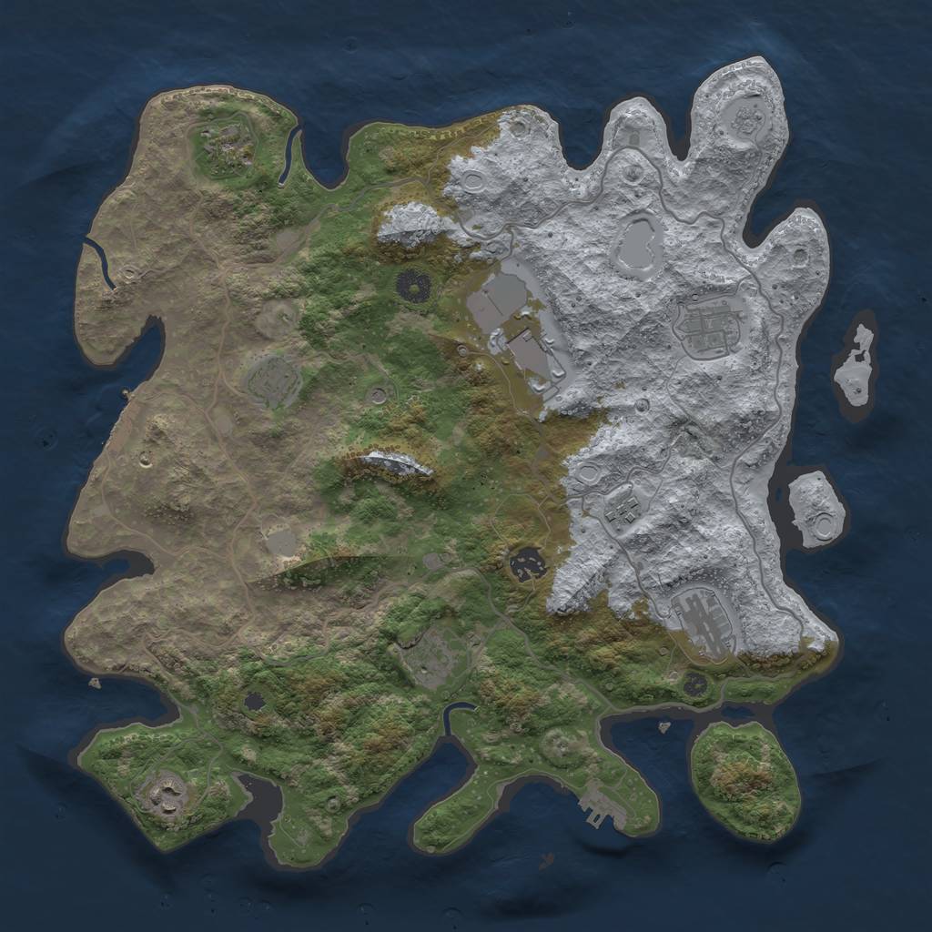 Rust Map: Procedural Map, Size: 4000, Seed: 54951619, 18 Monuments