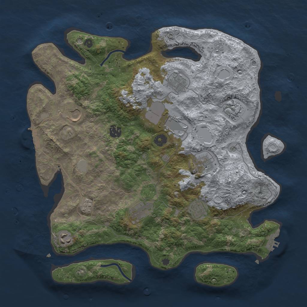 Rust Map: Procedural Map, Size: 3700, Seed: 715309972, 19 Monuments