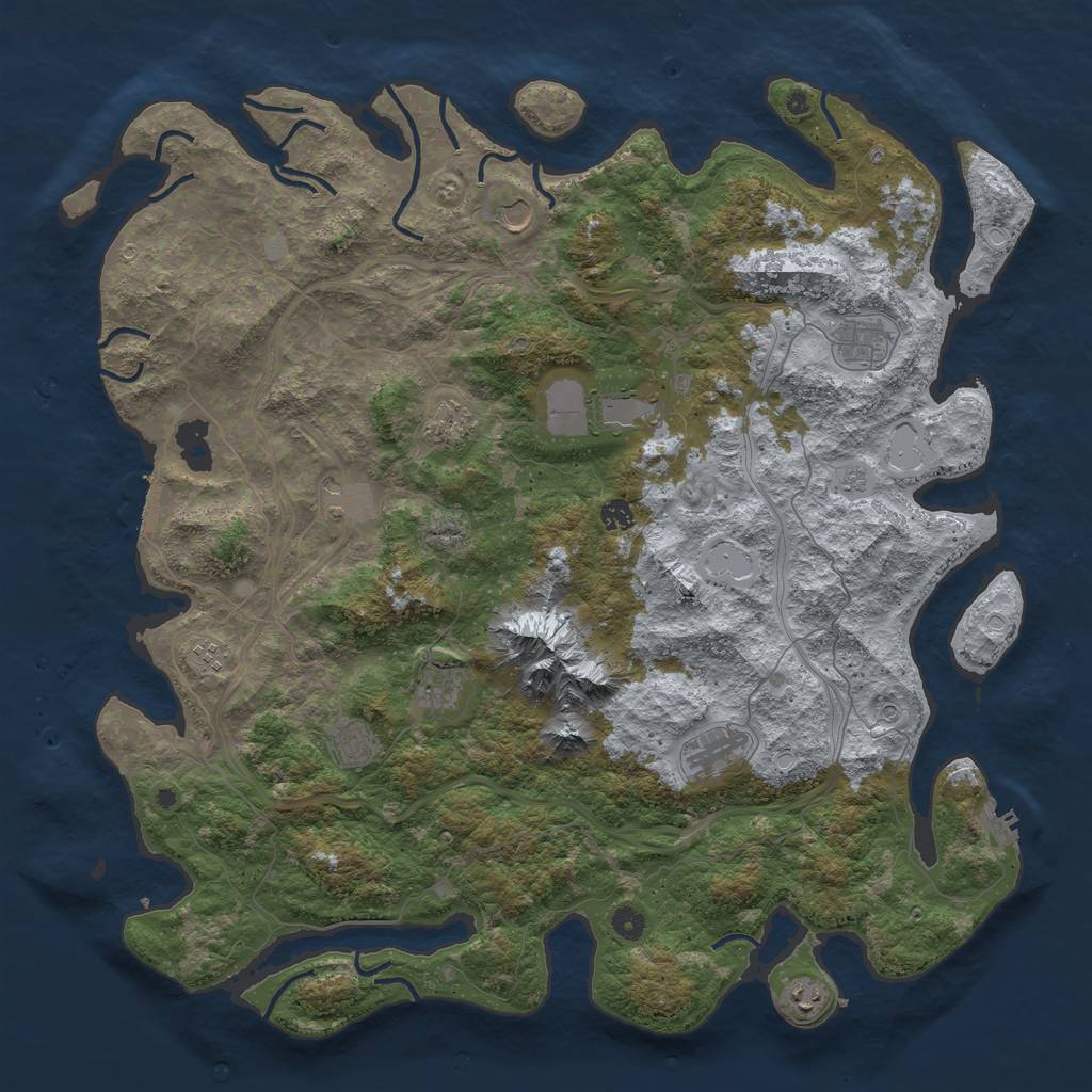 Rust Map: Procedural Map, Size: 5000, Seed: 377956141, 20 Monuments