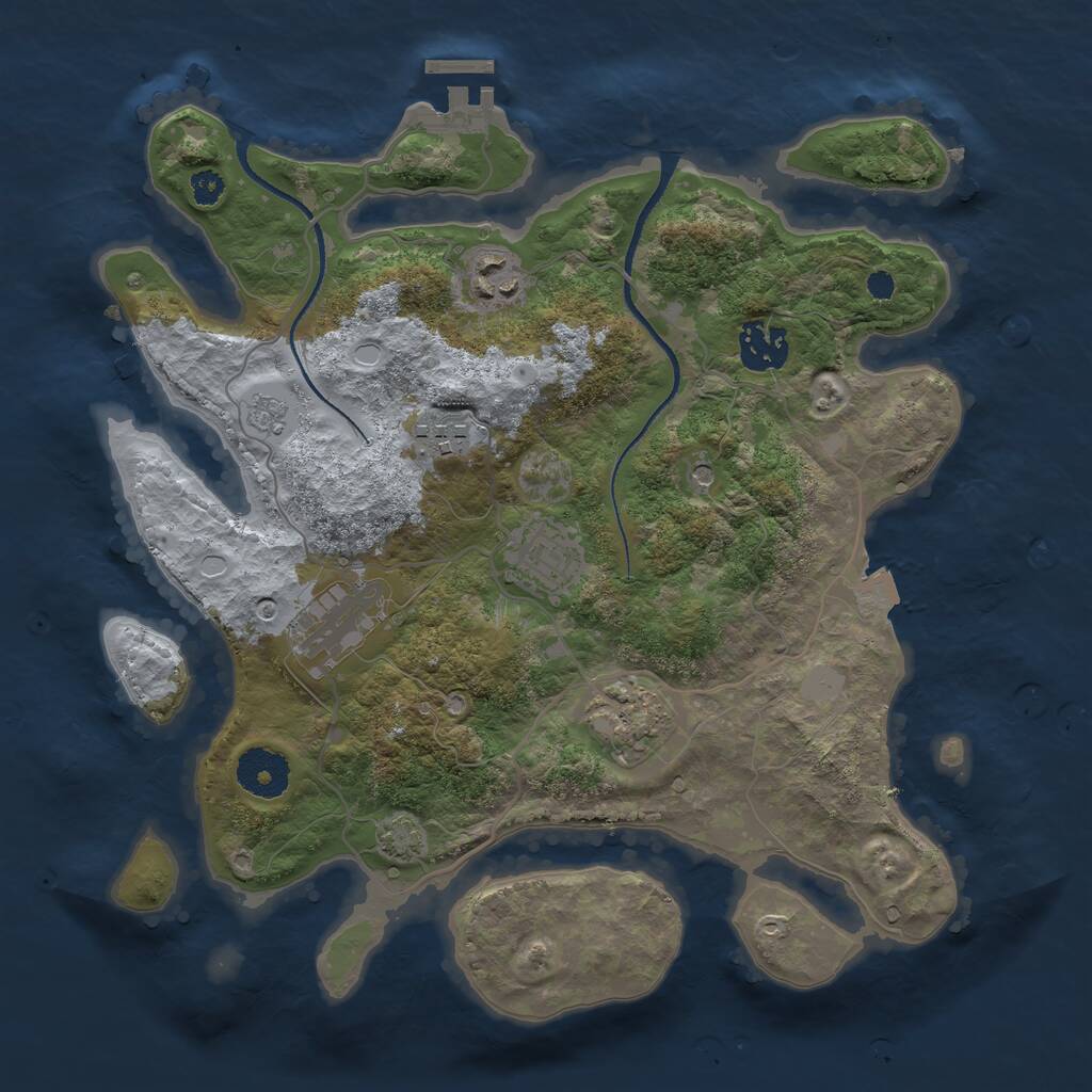 Rust Map: Procedural Map, Size: 3200, Seed: 672425826, 11 Monuments