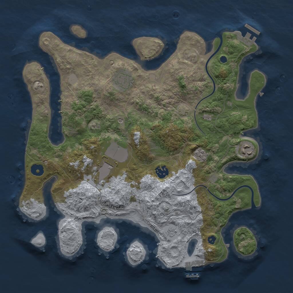 Rust Map: Procedural Map, Size: 3500, Seed: 443989952, 11 Monuments