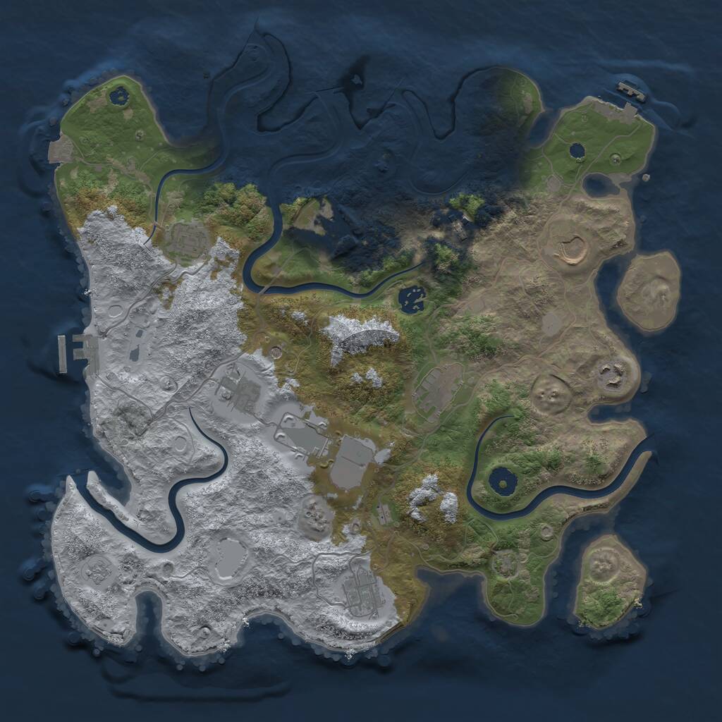 Rust Map: Procedural Map, Size: 3850, Seed: 141391, 16 Monuments