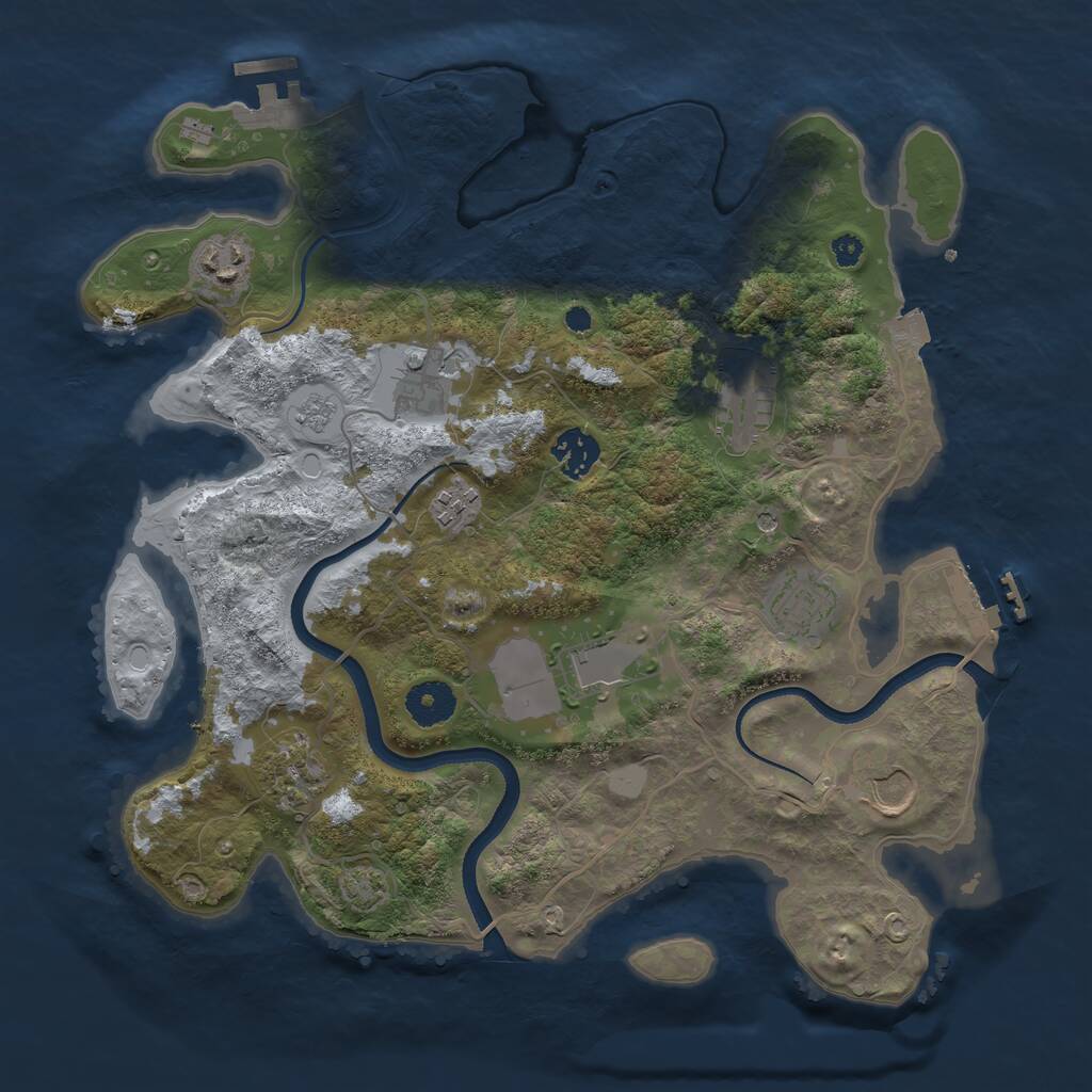 Rust Map: Procedural Map, Size: 3500, Seed: 1231313344, 15 Monuments