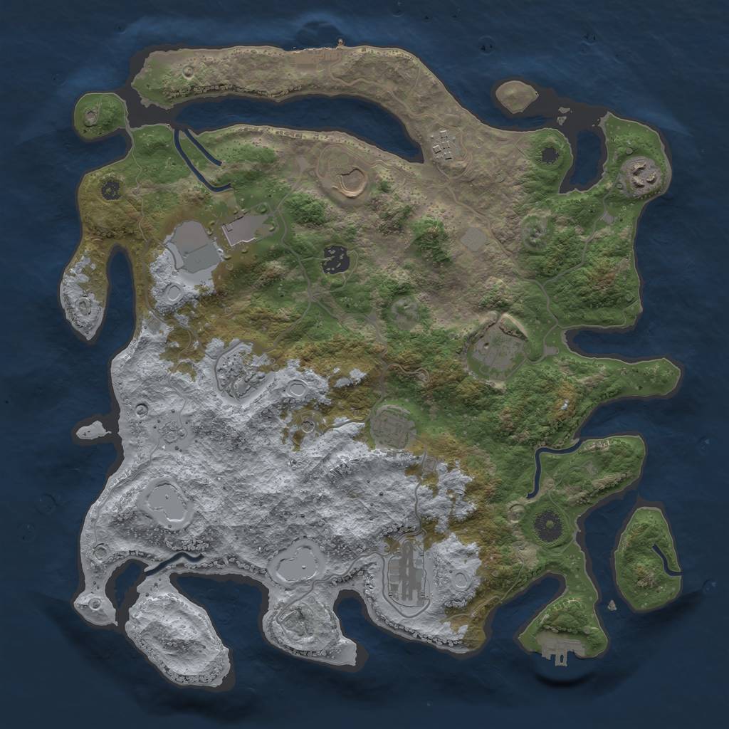 Rust Map: Procedural Map, Size: 3750, Seed: 54378448, 18 Monuments