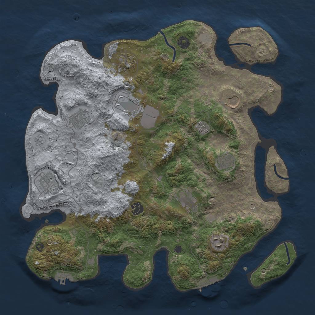Rust Map: Procedural Map, Size: 3750, Seed: 993566967, 19 Monuments