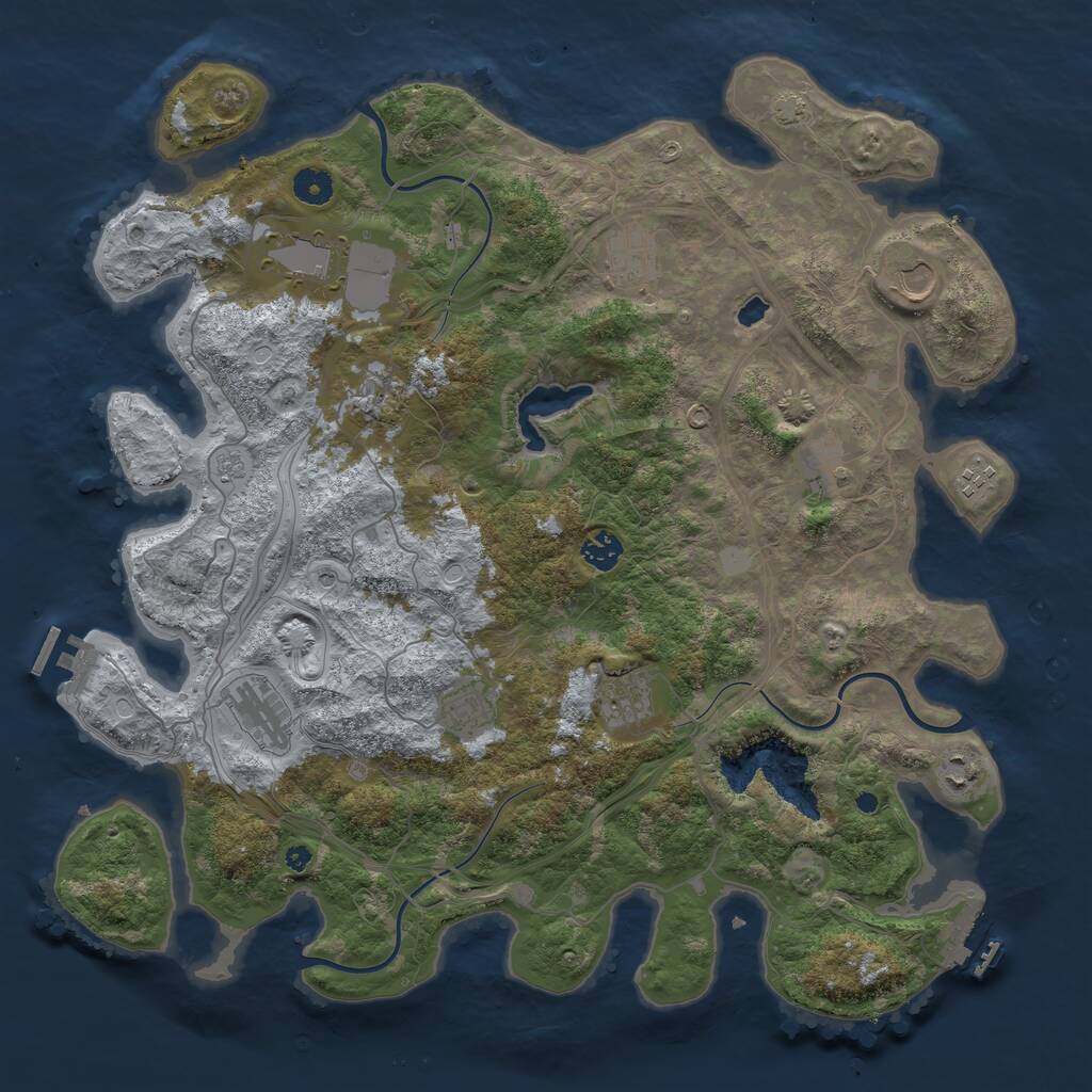 Rust Map: Procedural Map, Size: 4250, Seed: 7739, 17 Monuments