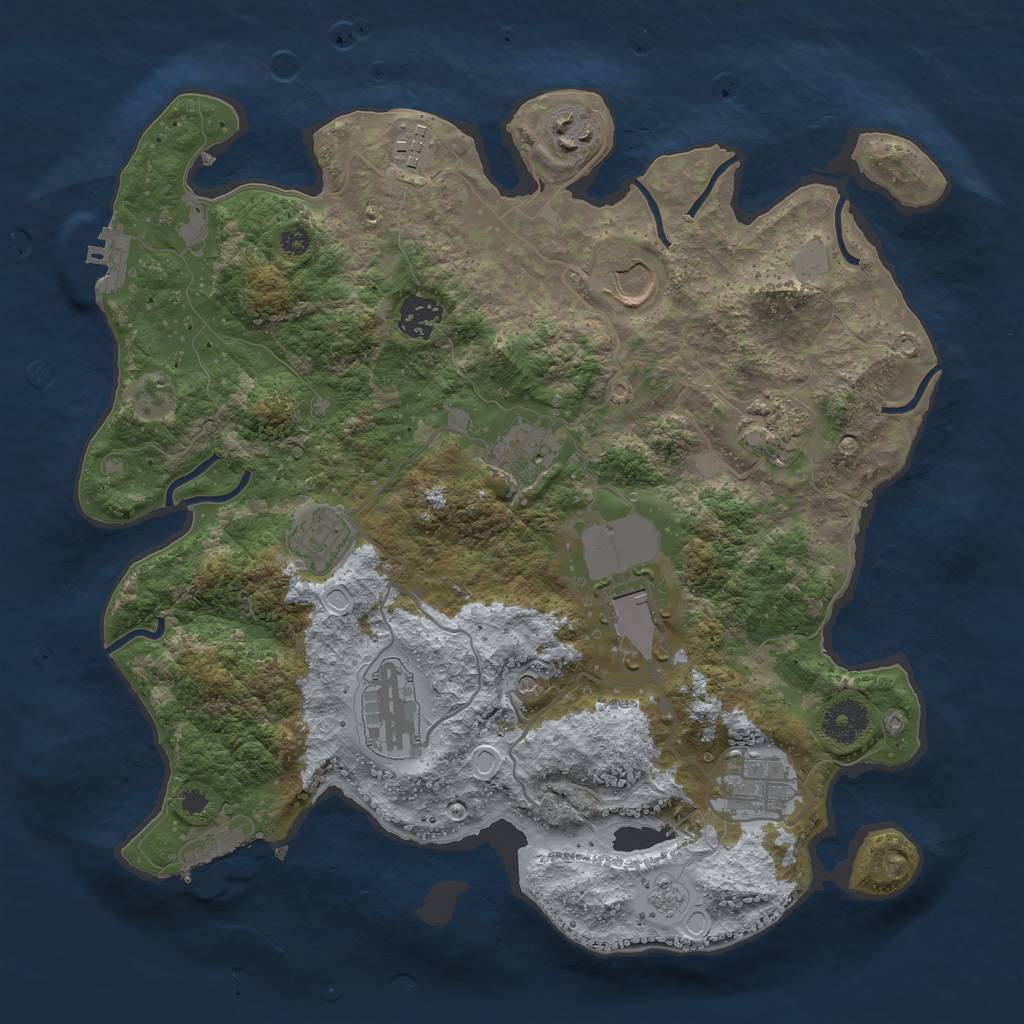 Rust Map: Procedural Map, Size: 3500, Seed: 214686980, 19 Monuments