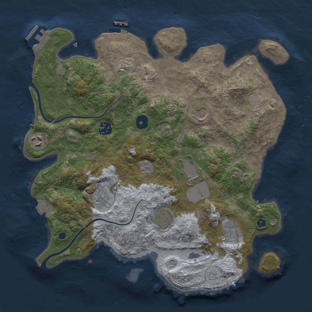 Rust Map: Procedural Map, Size: 3500, Seed: 214686980, 14 Monuments