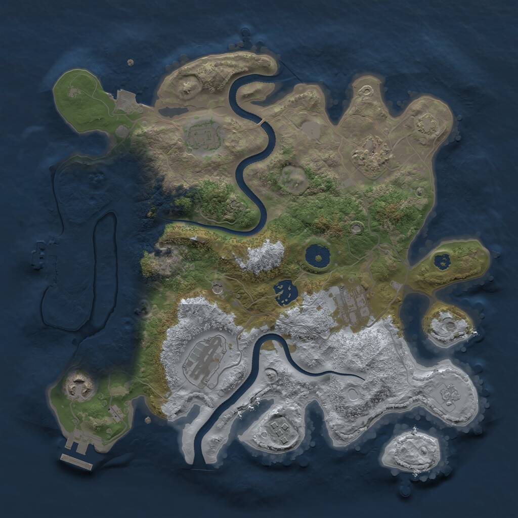 Rust Map: Procedural Map, Size: 3200, Seed: 852835267, 13 Monuments