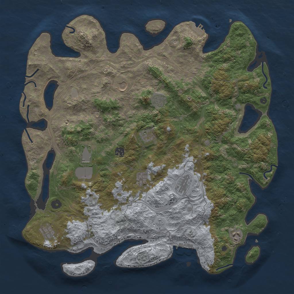 Rust Map: Procedural Map, Size: 4500, Seed: 615050876, 17 Monuments